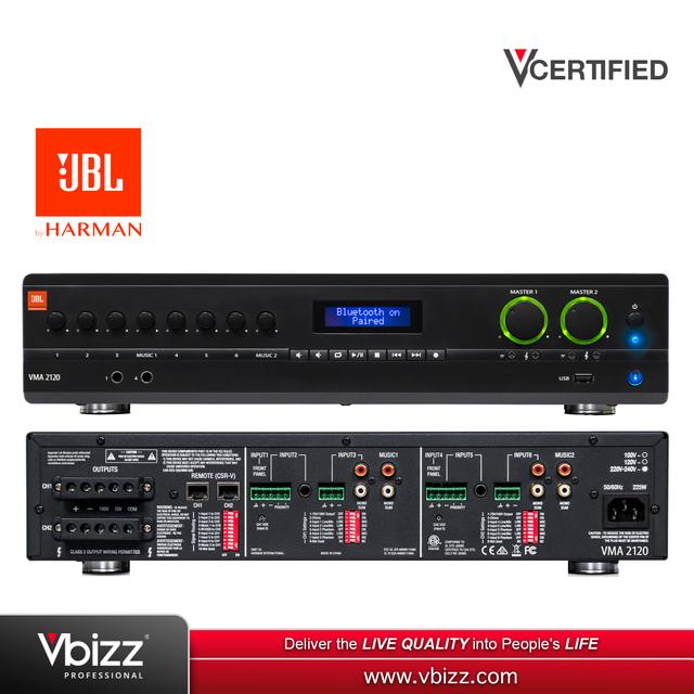 product-image-JBL VMA2120 Commercial Series 8 Inputs 120W Bluetooth Enabled Mixing Amplifier (NVMA2120-0-UK)